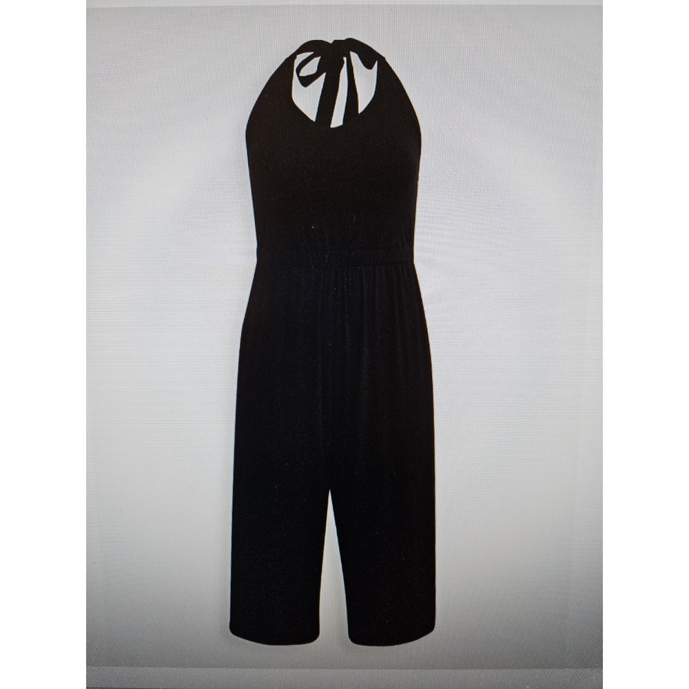 Torrid Super Soft Black Sleeveless Wide Leg Halter Jumpsuit w/Pockets, +4X